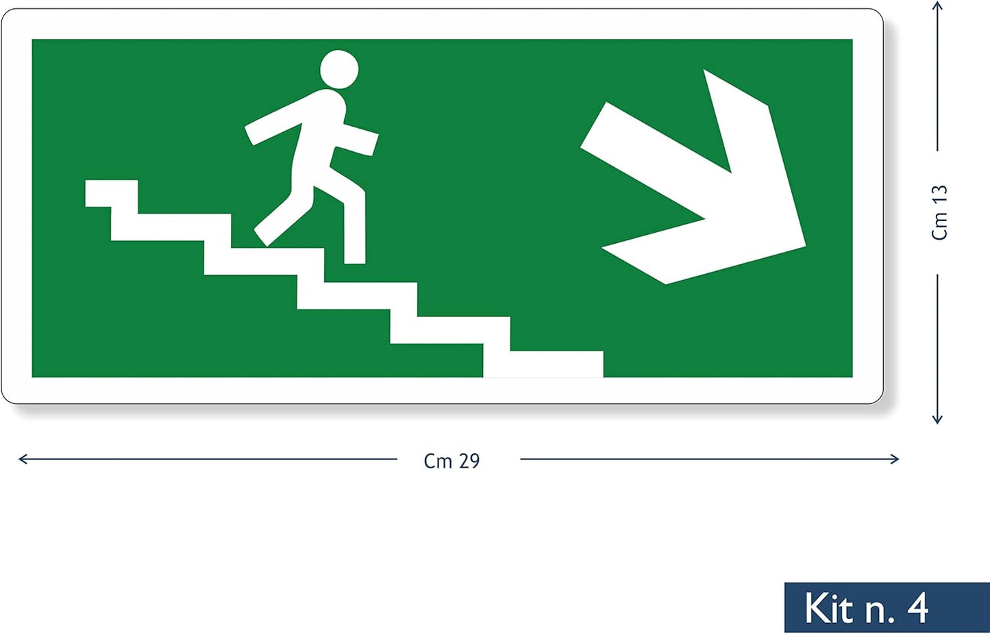 Pubblimania Set 4 Adesivi uscita di emergenza Scale discesa con freccia a destra Cm 29x13