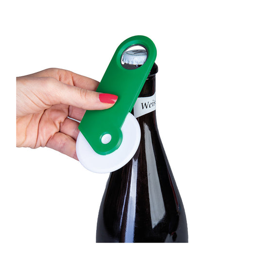 Pubblimania Taglia Pizza/Apri bottiglia in plastica e metallo, personalizzata con il tuo logo. Modello Capricciosa