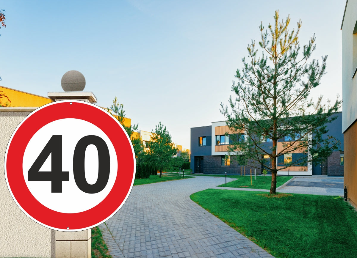 Pubblimania 40 Km Orari Velocità Massima. Cartello in Alluminio per esterno metallo spessore 3 mm