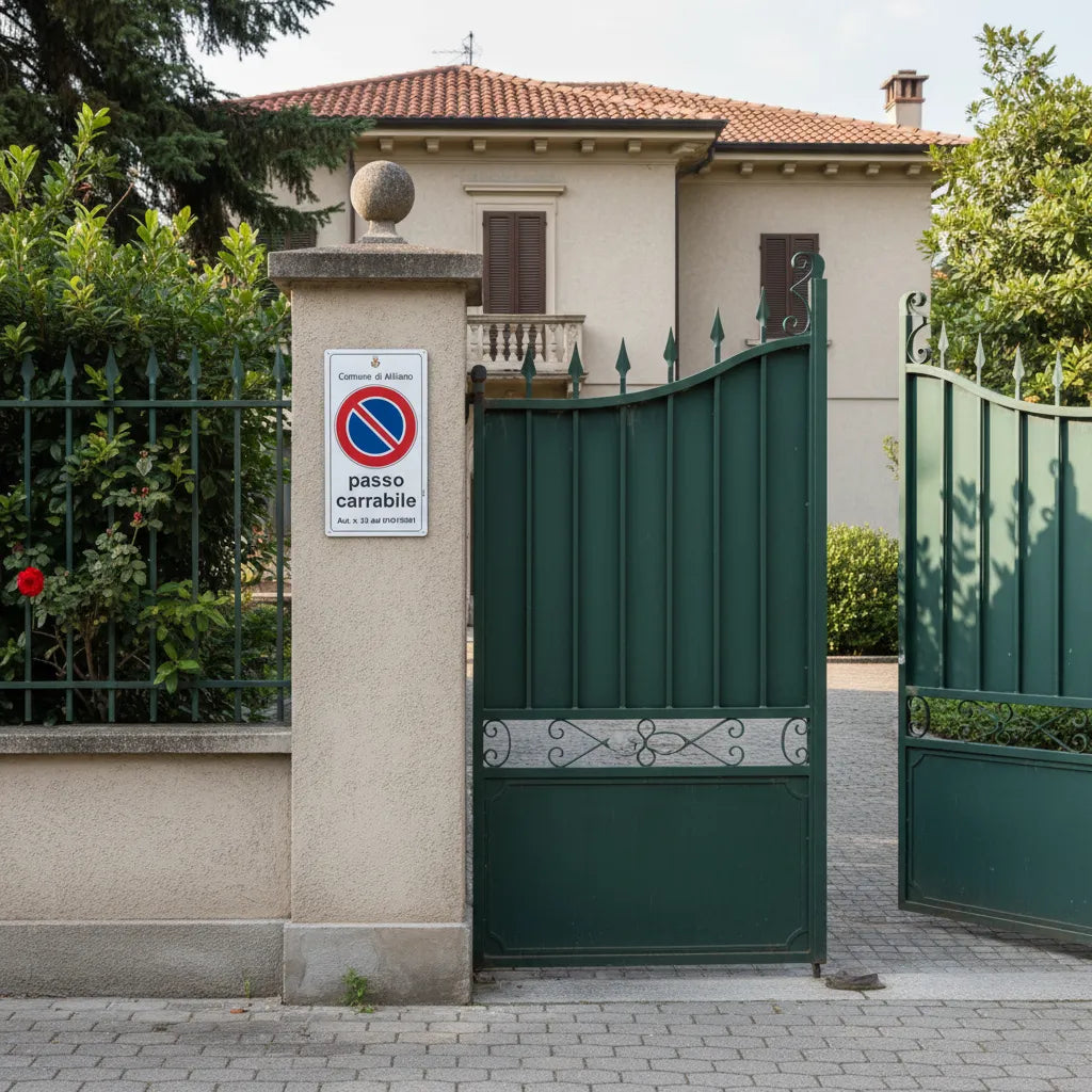 Pubblimania Cartello Passo Carrabile Personalizzato, con logo del Comune,  Misure Regolamentari a norma in Alluminio