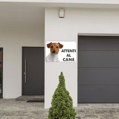 Pubblimania Cartello Attenti al Cane JACK RUSSEL in alluminio composito da 3 mm