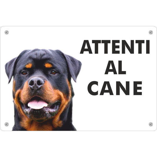 attenti al cane rottweiler targa pannello alluminio