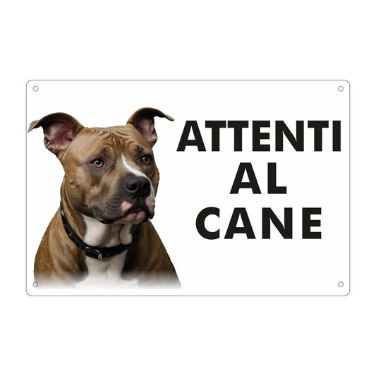Pubblimania 3mm Aluminium AMSTAFF Warnschild „Vorsicht Hund“ für den Außenbereich