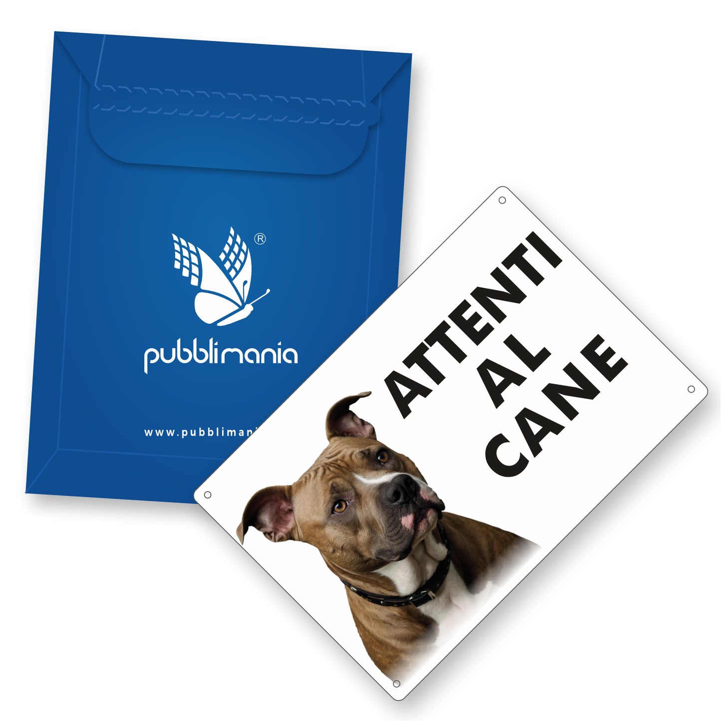 Pubblimania 3mm Aluminium AMSTAFF Warnschild „Vorsicht Hund“ für den Außenbereich