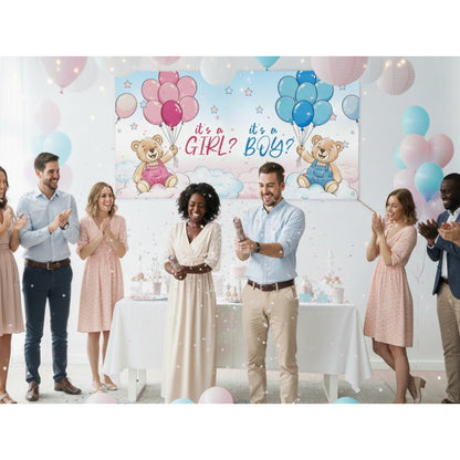 Pubblimania Striscione Nascita Baby Shower maschietto o Femminuccia  Banner  in PVC per esterno con occhielli