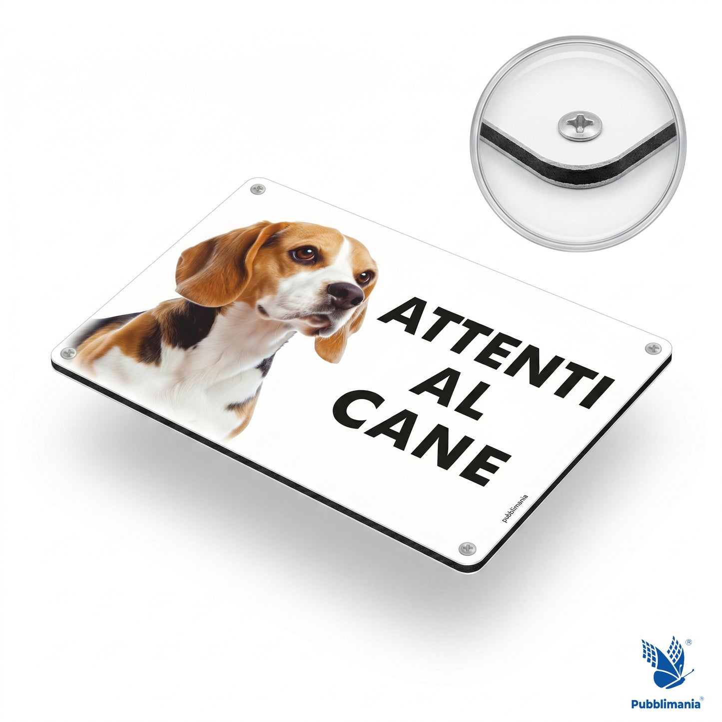 attenti al cane beagle in alluminio