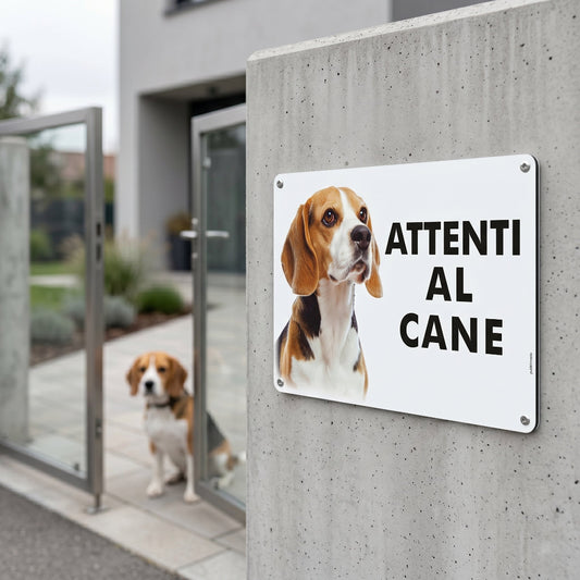 pubblimania cartello attenti al cane beagle in alluminio