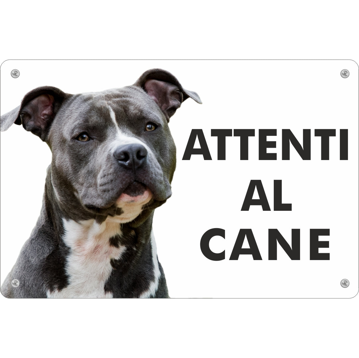 Pubblimania Cartello Attenti al Cane Amstaff in alluminio composito da 3 mm