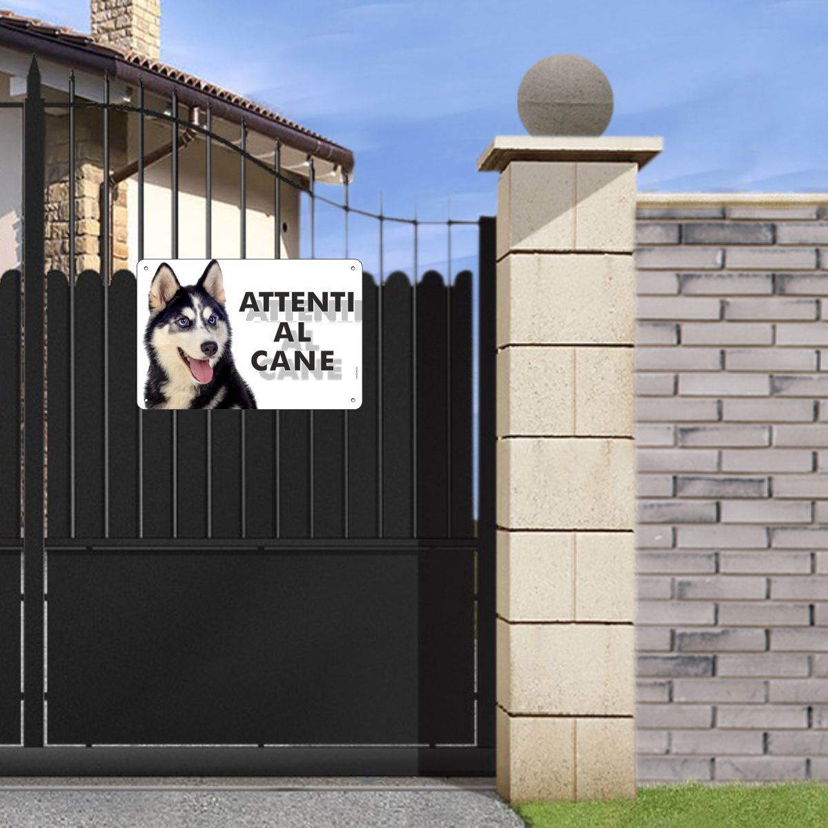 Pubblimania Cartello Attenti al Cane SYBERIAN HUSKY in alluminio composito da 3 mm