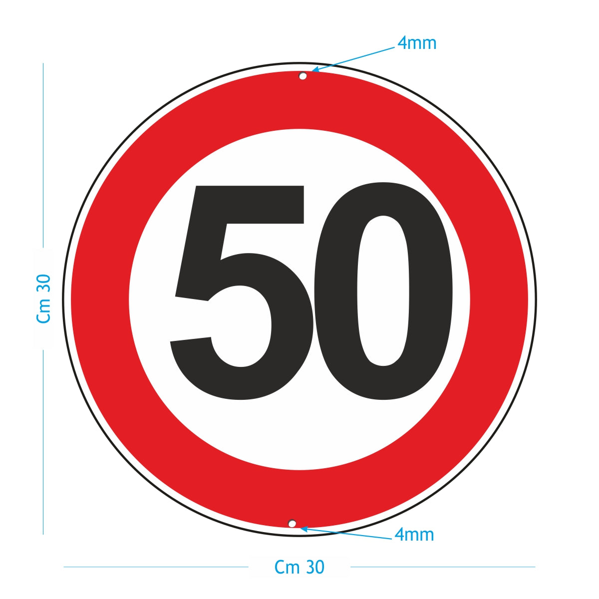 Pubblimania 50 Km Orari Velocità Massima. Cartello in Alluminio compos ...