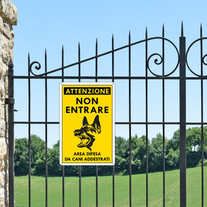 Pubblimania Cartello Cani addestrati Attenti al Cane in alluminio composito da 3 mm