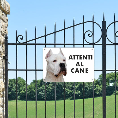 Pubblimania Cartello Attenti al Cane DOGO ARGENTINO in alluminio composito da 3 mm