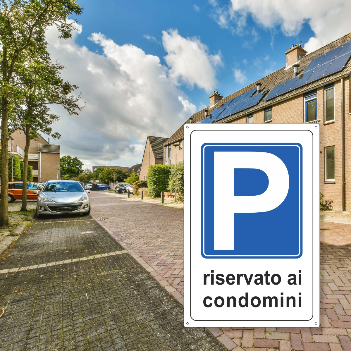 Pubblimania Cartello PARCHEGGIO RISERVATO AI CONDOMINI in alluminio composito da 3 mm