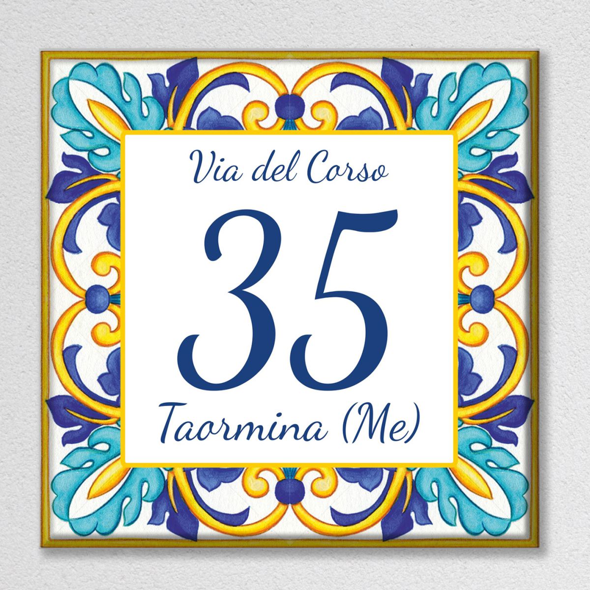 Pubblimania MATTONELLA NUMERO CIVICO, Maioliche siciliane Stampa su Ceramica Cm 15x15