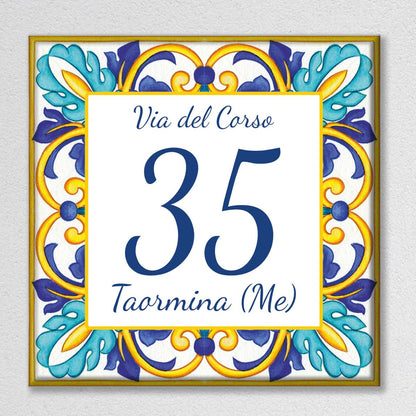 Pubblimania MATTONELLA NUMERO CIVICO, Maioliche siciliane Stampa su Ceramica Cm 15x15