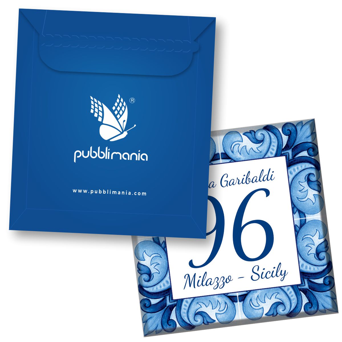 Pubblimania MATTONELLA NUMERO CIVICO, Maioliche siciliane a fiori Stampa su Ceramica Cm 15x15