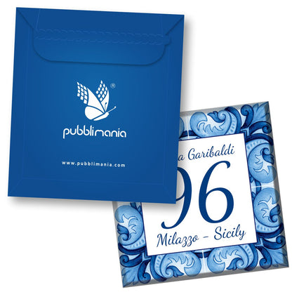 Pubblimania MATTONELLA NUMERO CIVICO, Maioliche siciliane a fiori Stampa su Ceramica Cm 15x15