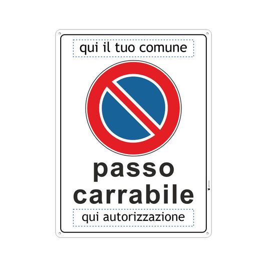 Cartello Passo Carrabile Personalizzato in alluminio 40x60 cm
