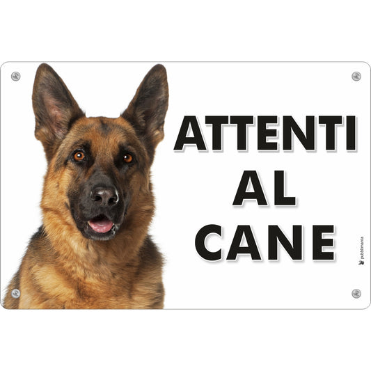 Pubblimania Cartello Attenti al Cane Pastore Tedesco in alluminio composito da 3 mm