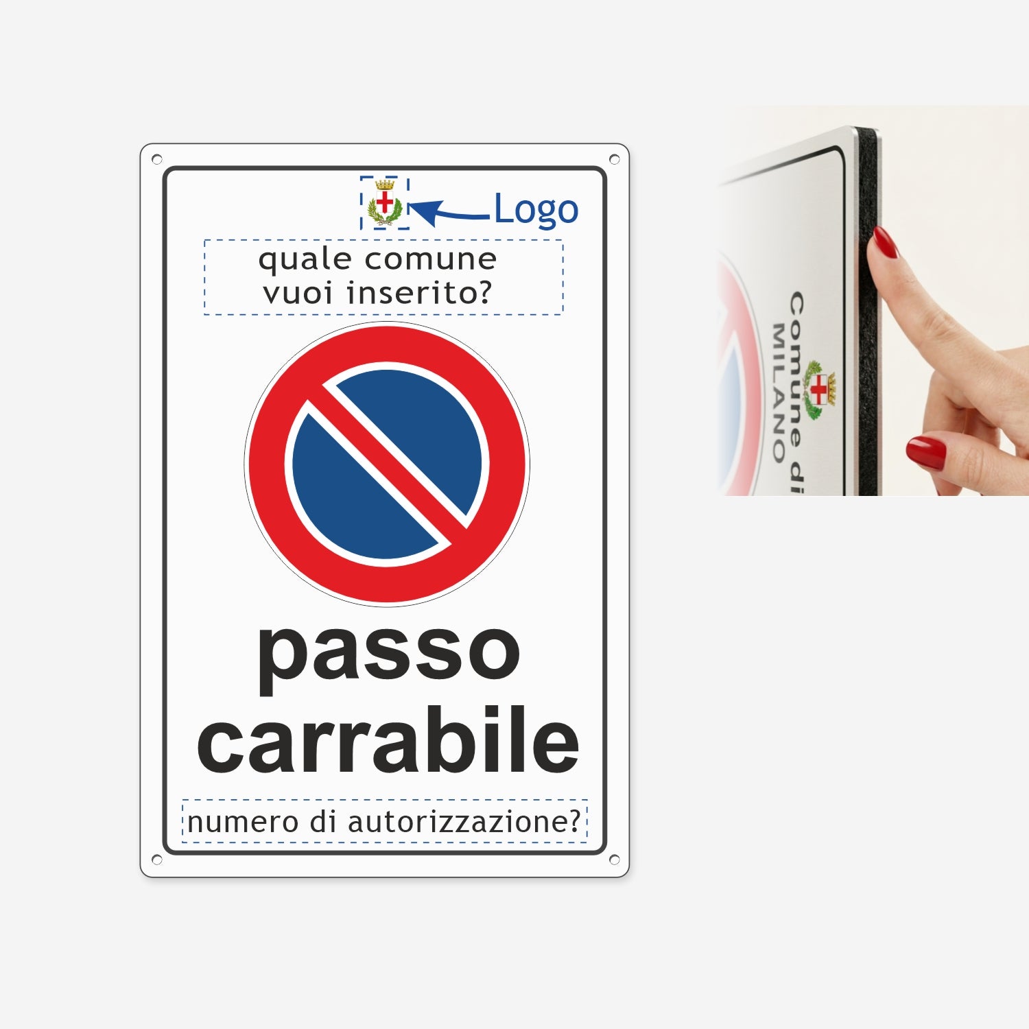 PUBBLIMANIA PASSO CARRABILE-REGOLAMENTARE ALLUMINIO PERSONALIZZATO