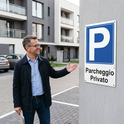Parcheggio privato cartello in alluminio  per condominio