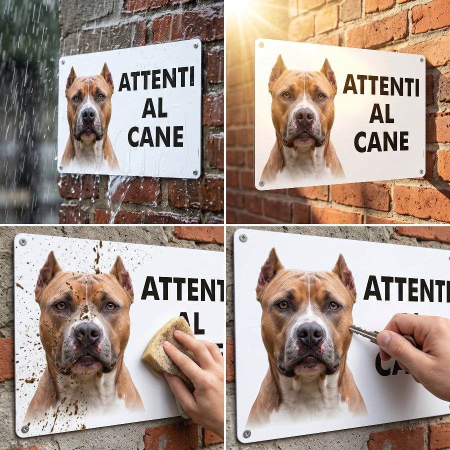 cartello pitbull attenti al cane resistente in alluminio metallo