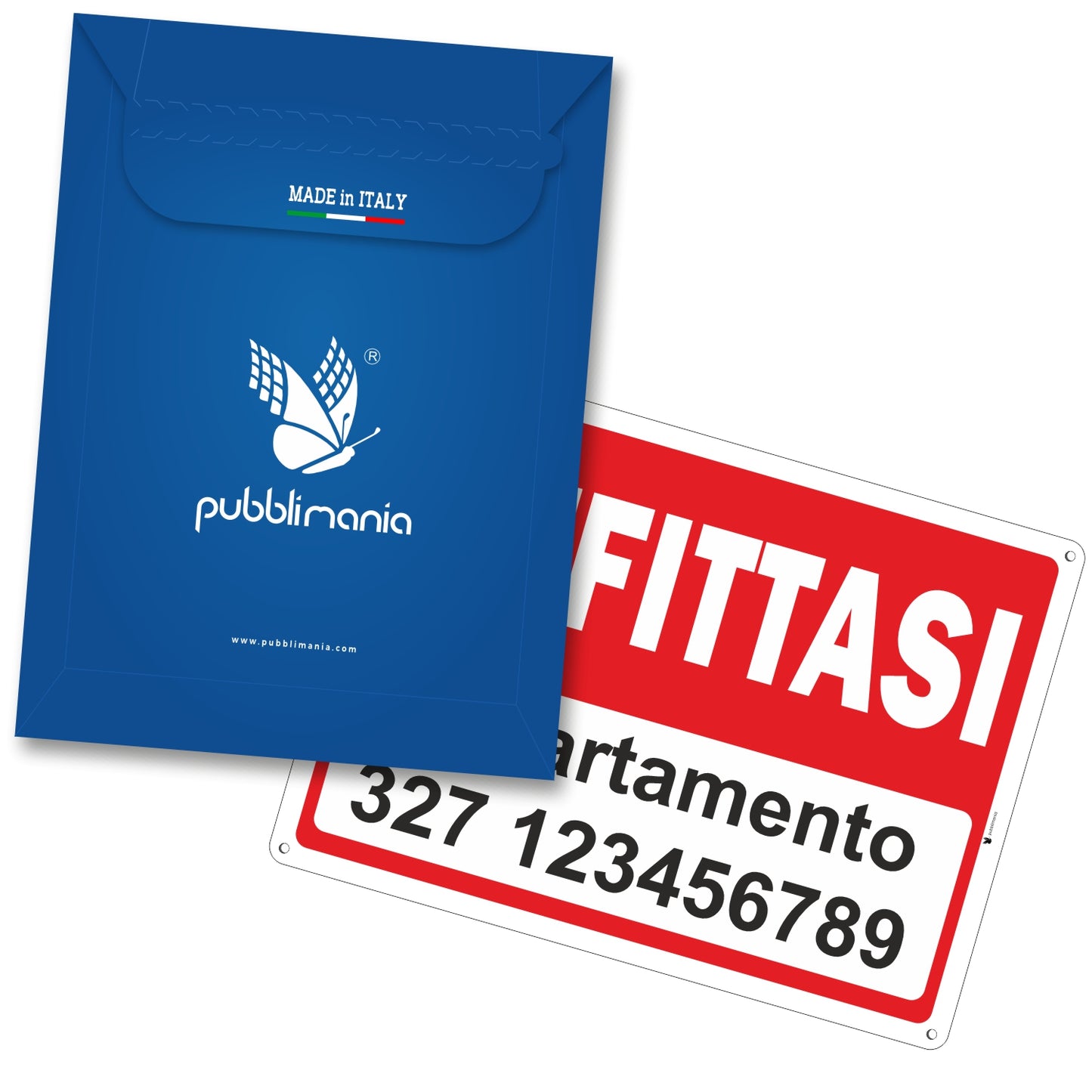 Pubblimania Cartello AFFITTASI PERSONALIZZATO in alluminio da 3 mm per esterno