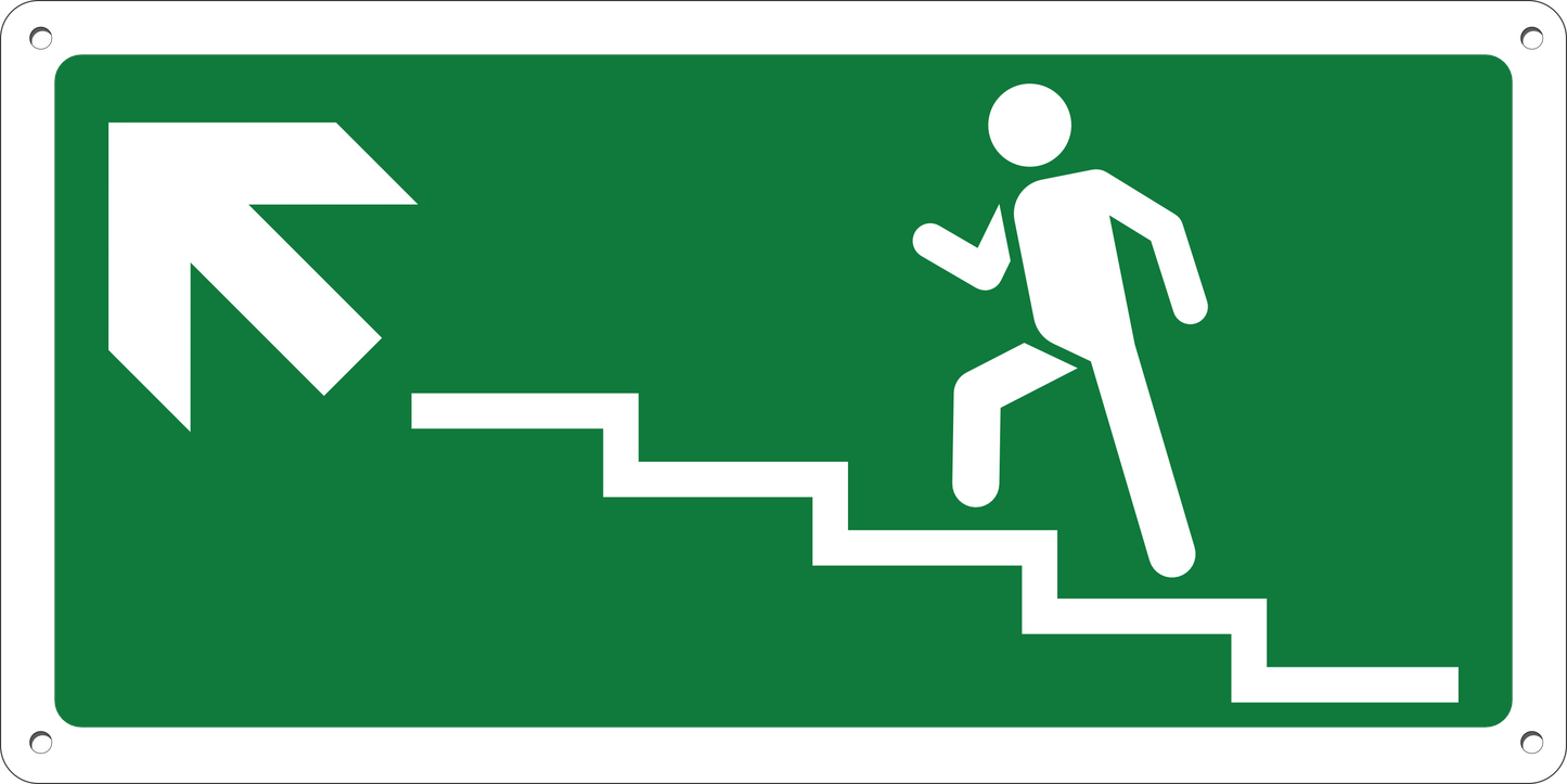 Cartello Uscita di Emergenza Scale - Alluminio Composito 3mm | Pubblimania