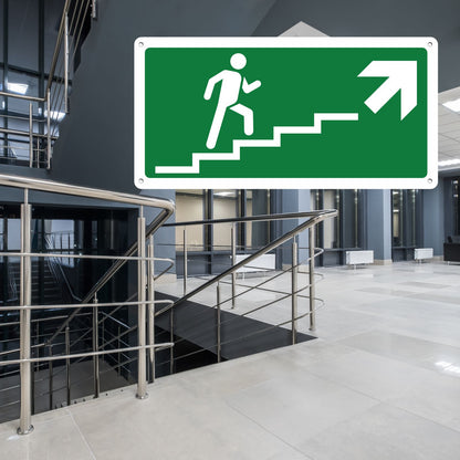 Pubblimania USCITA DI EMERGENZA SCALE SALITA A DESTRA  | Cartello in alluminio composito metallo 3 mm di spessore