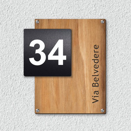 Pubblimania-Numero-Civico-Doppio-Spazzolato-legno-design-minimal-pubblimaniastore