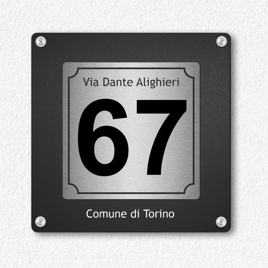 Pubblimania Numero Civico Personalizzato in Alluminio Antracite montagna - Made in Italy