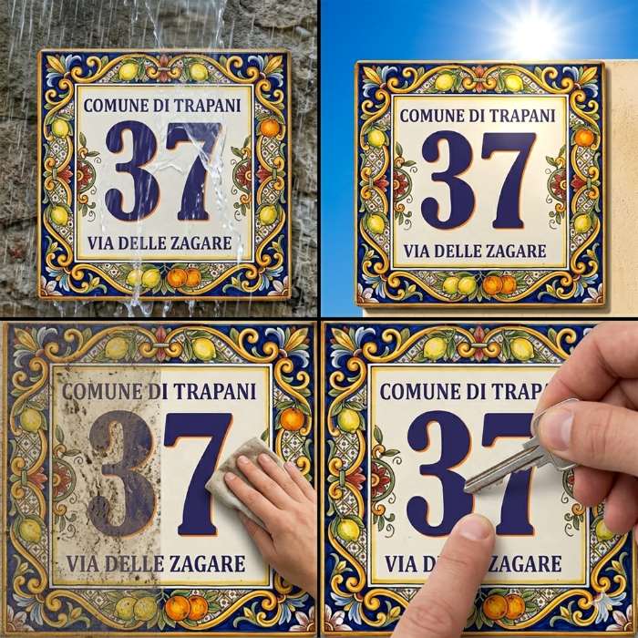 numero civico pubblimania in stile maiolica di sicilia resistente per esterno