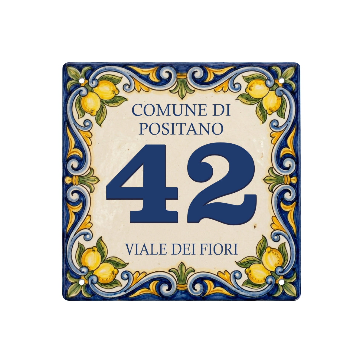 Pubblimania numero civico stile maiolica siciliana con limoni costiera amalfitana