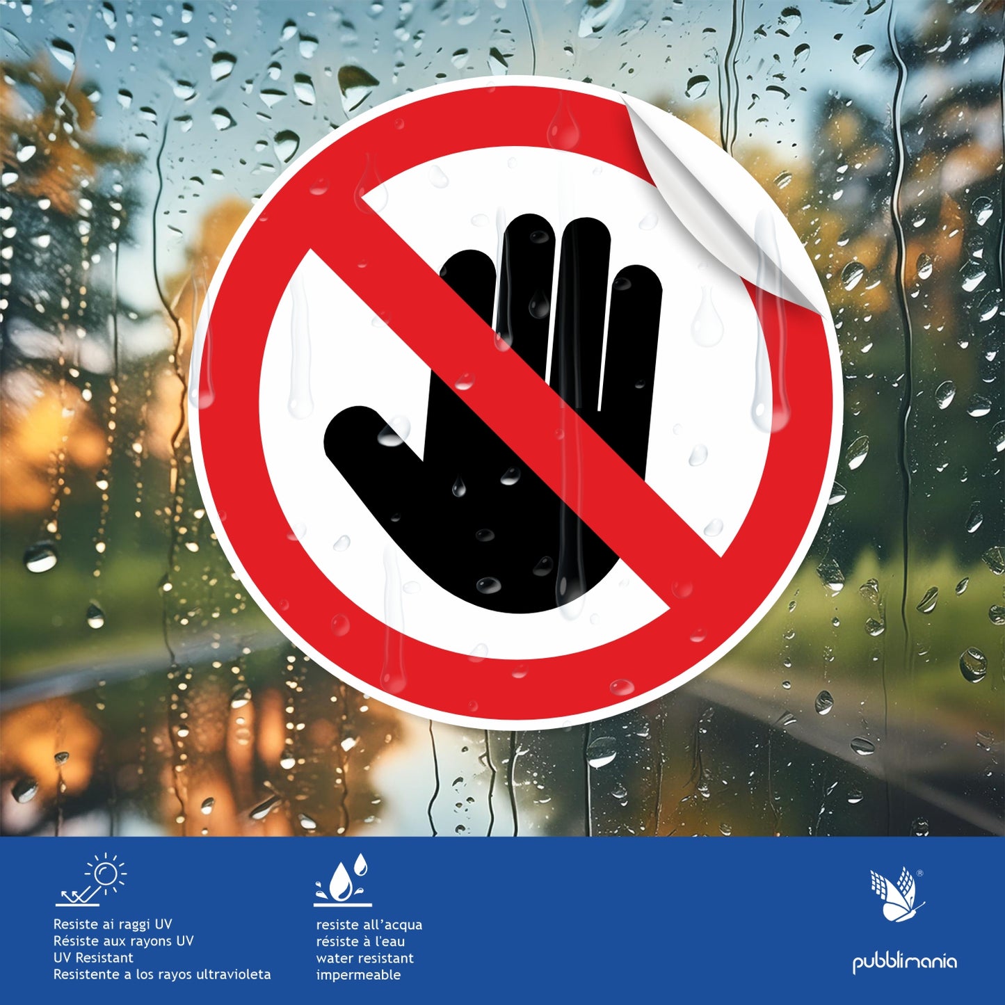 Pubblimania Etichette Adesive Vietato Toccare. Vietato toccare - Stampa per durata esterno (10 Cm)