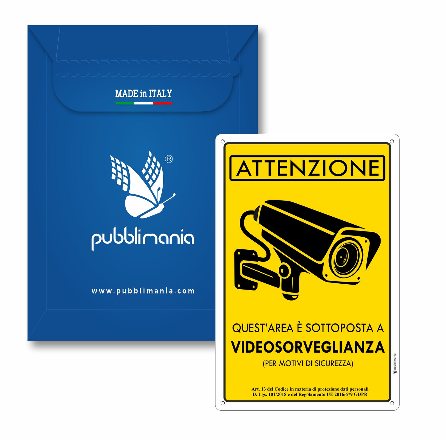 Pubblimania Videoüberwachungsbereich – Außenschild aus 3 mm starkem, widerstandsfähigem Aluminium