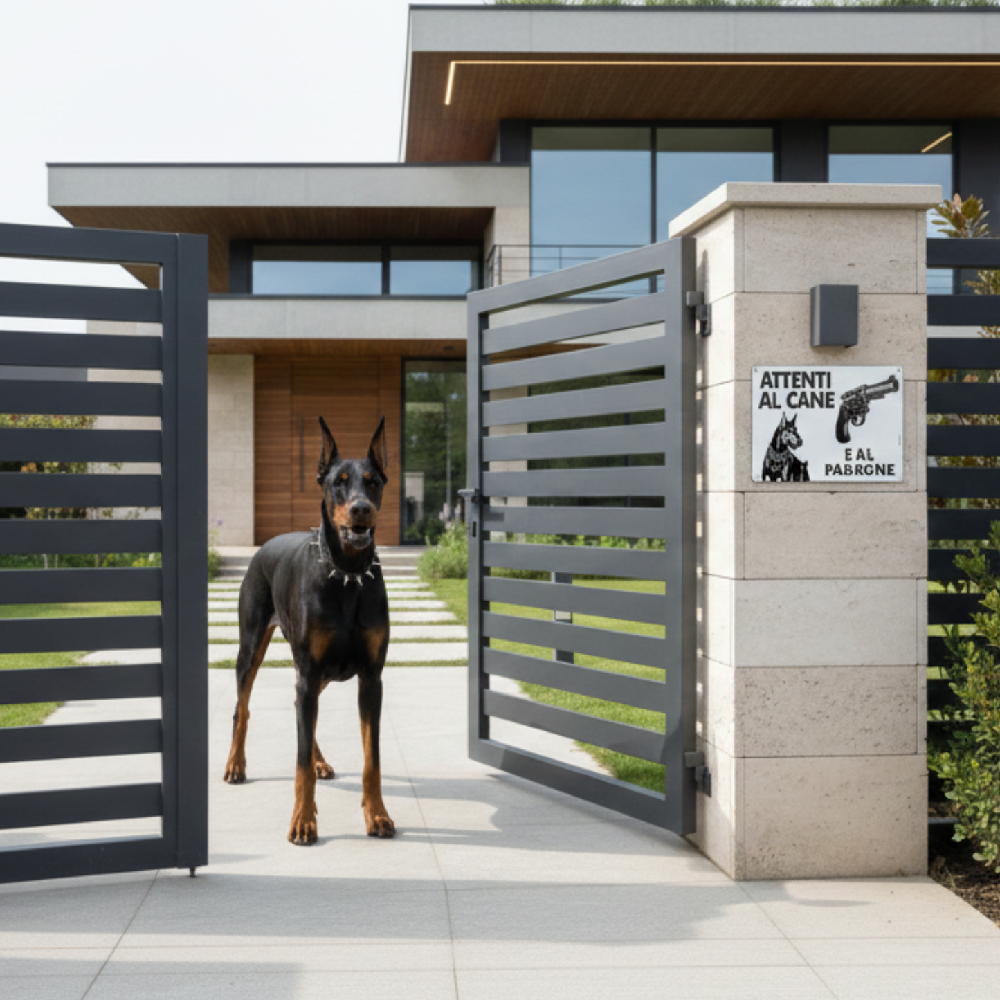 Pubblimania Cartello Attenti al Cane e al Padrone - Alluminio rinforzato 3mm per Esterno