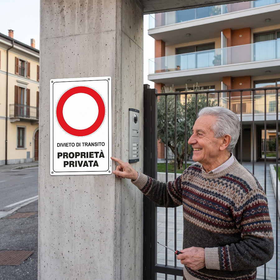 cartello alluminio proprietà privata divieto di transito