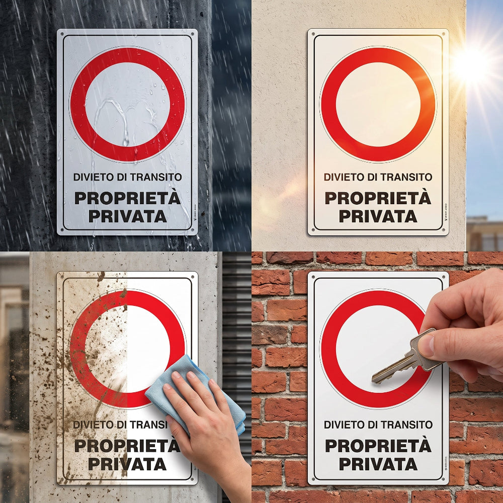 cartello divieto di transito resistente intemperie