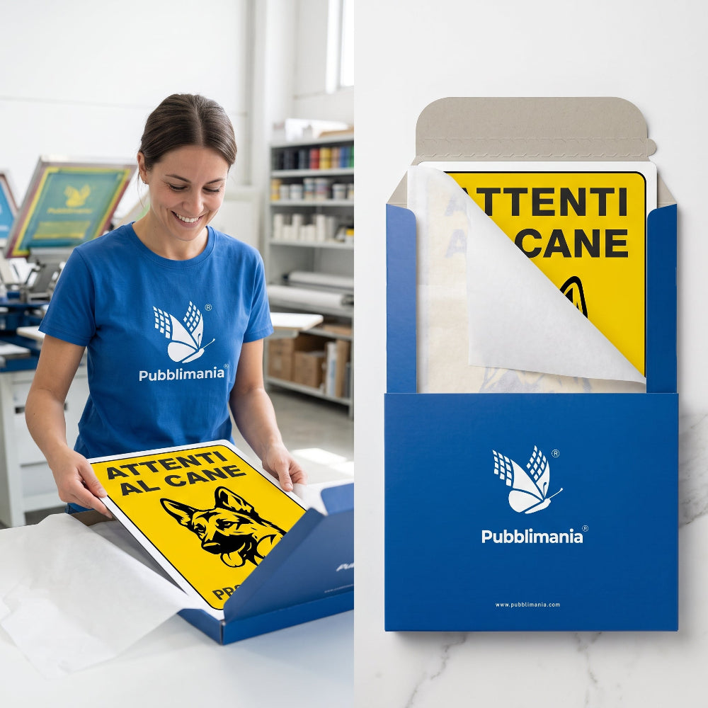 unboxing cartello attenti al cane pubblimania