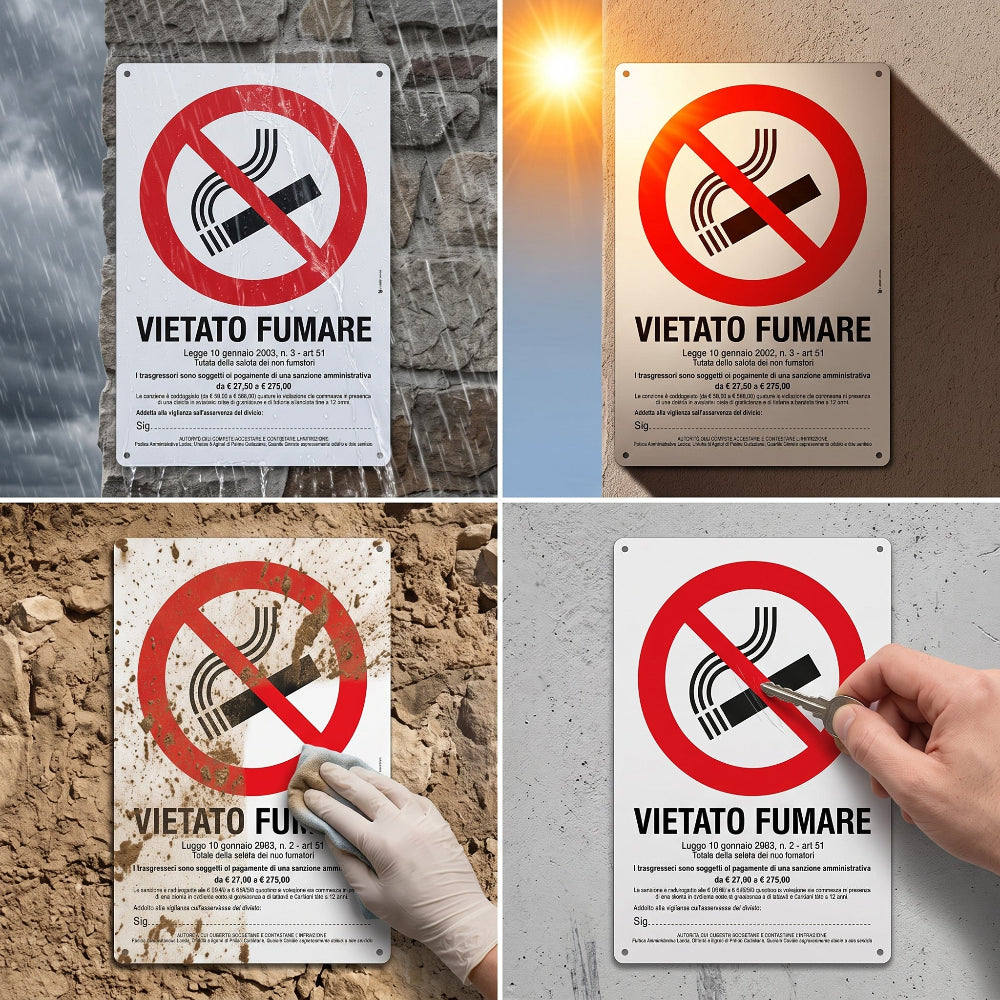 Pubblimania Cartello vietato fumare a norma GPRS resistente