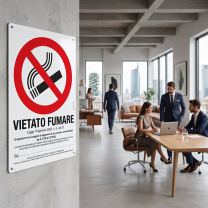 Cartello vietato fumare a norma GPRS ufficio