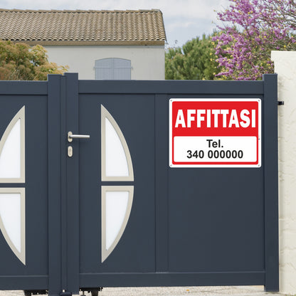 Pubblimania Cartello AFFITTASI PERSONALIZZATO in alluminio da 3 mm per esterno