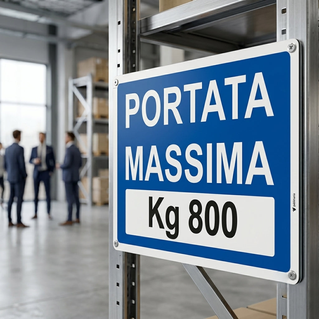 pubblimania cartello  per scaffali con indicata portata massima a norma