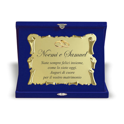 pubblimania cofanetto nozze velluto blu per matrimonio con pergamena oro idea regalo