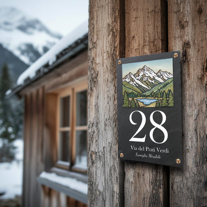 Pubblimania Numero Civico Montagna Effetto Ardesia - Alluminio 3 strati  Personalizzato