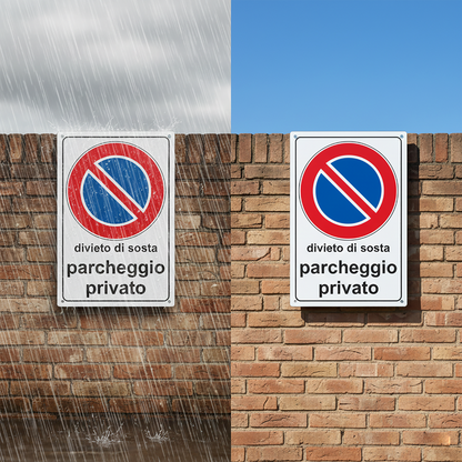 Pubblimania Privatparkplatz – Parkverbotsschild, Verkehrsschild aus Verbundaluminium für den Außenbereich