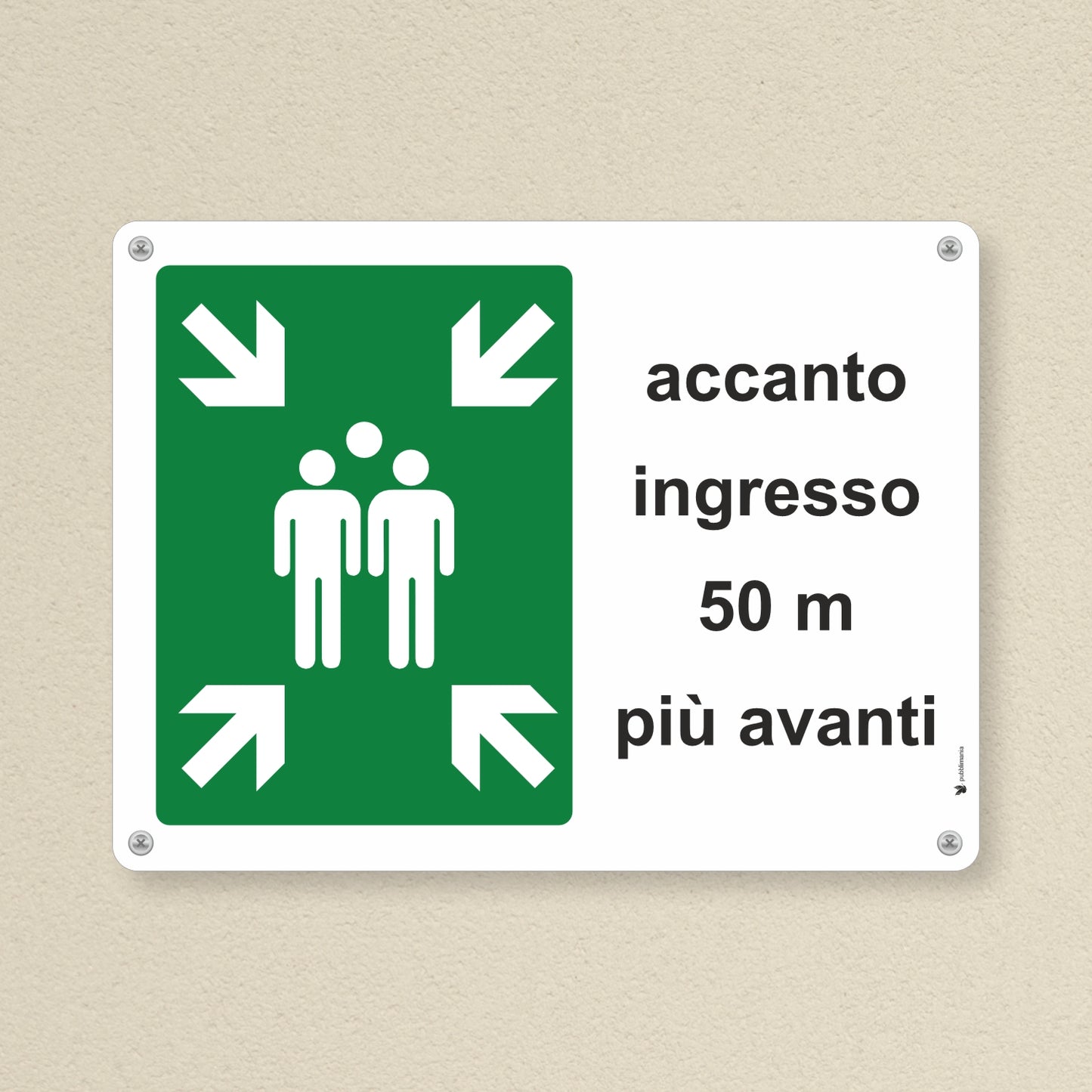 Pubblimania PUNTO DI RACCOLTA ORIZZONTALE PERSONALIZZATO. Cartello in Alluminio rinforzato per esterno