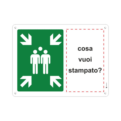 Pubblimania PUNTO DI RACCOLTA ORIZZONTALE PERSONALIZZATO. Cartello in Alluminio rinforzato per esterno