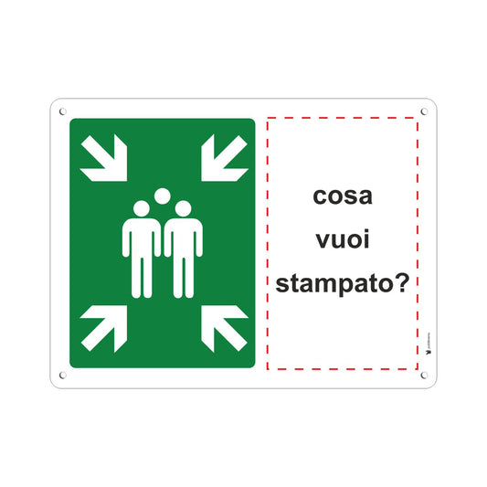 Pubblimania PUNTO DI RACCOLTA ORIZZONTALE PERSONALIZZATO. Cartello in Alluminio rinforzato per esterno