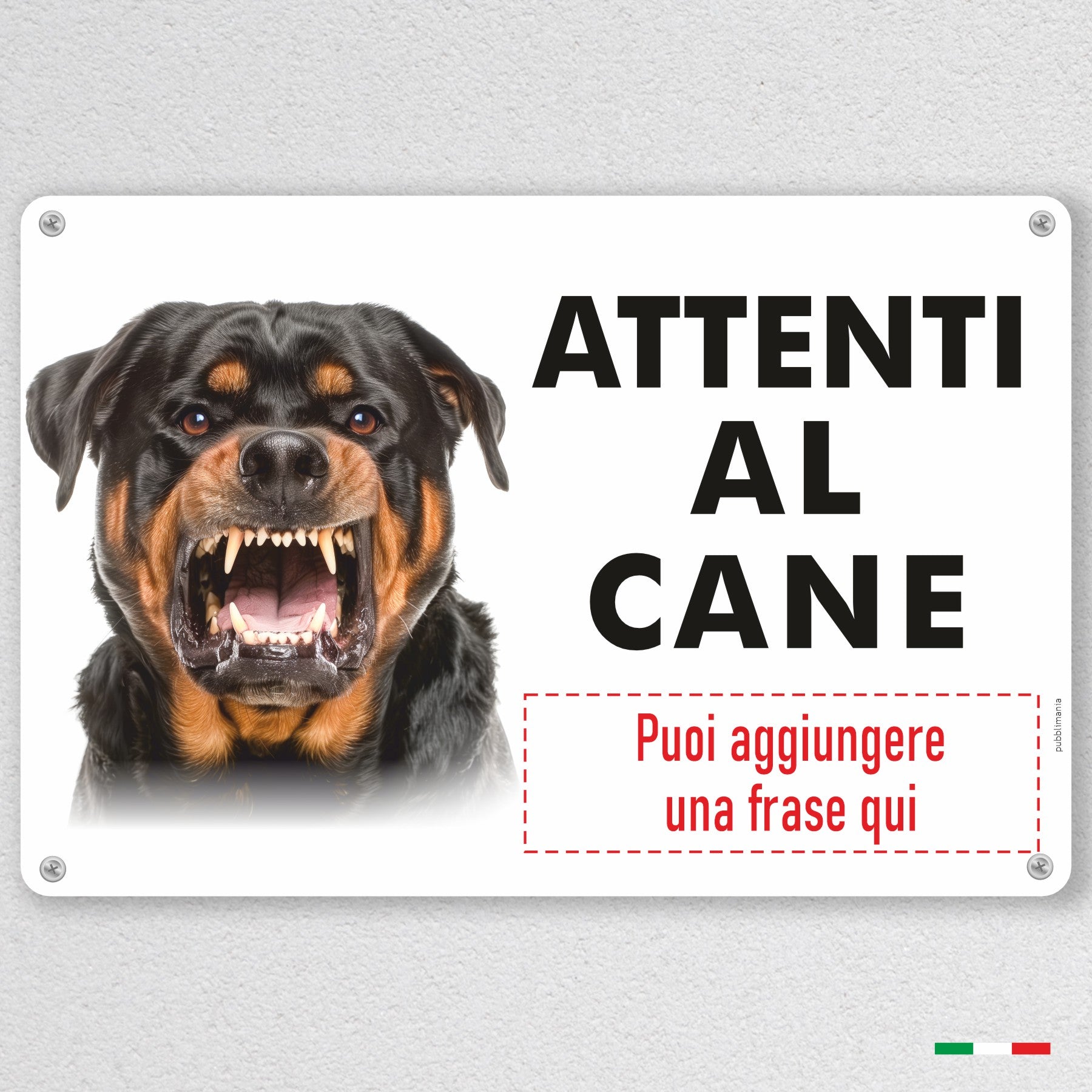 Pubblimania-Rottweiler-cartello-ATTENTI-AL-CANE-pubblimania-personalizzato